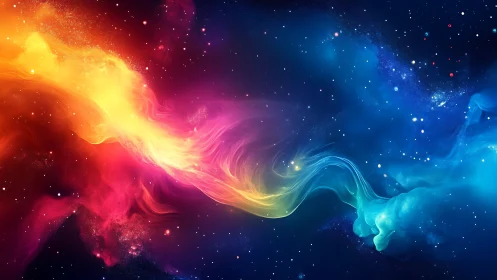 Color spectrum nebula band across deep star field space.