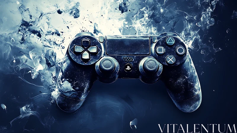 PlayStation Controller Immersed in Ice. Gaming Hardware.