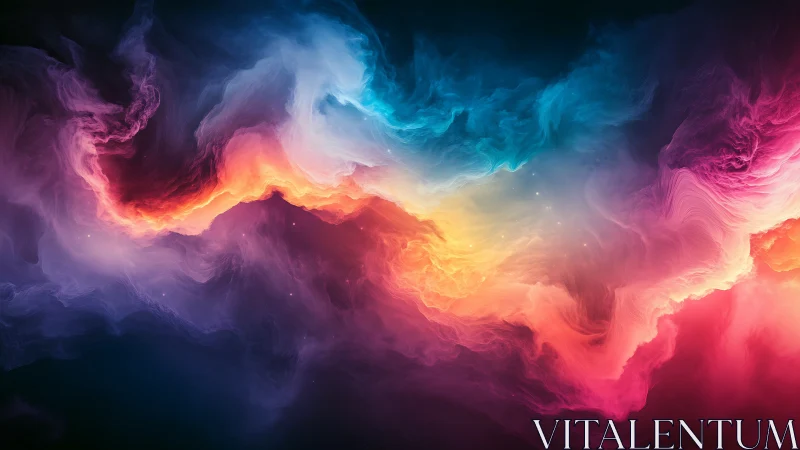 Multicolor nebula vortex renders luminous volumetric cloud gradients