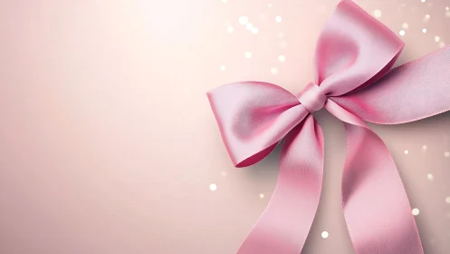 Elegant Pink Ribbon Bow on Soft Pastel Background