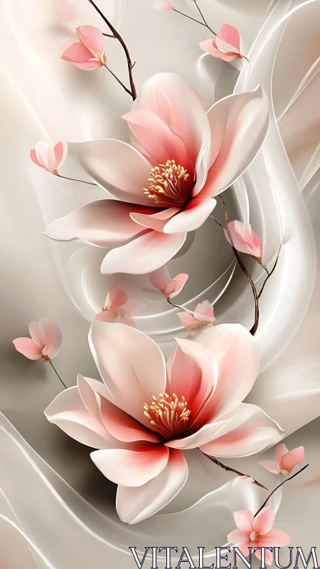 Dreamy Pink Magnolias Dancing in Soft Light.