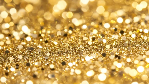 Golden glitter macro field with dynamic bokeh highlights.