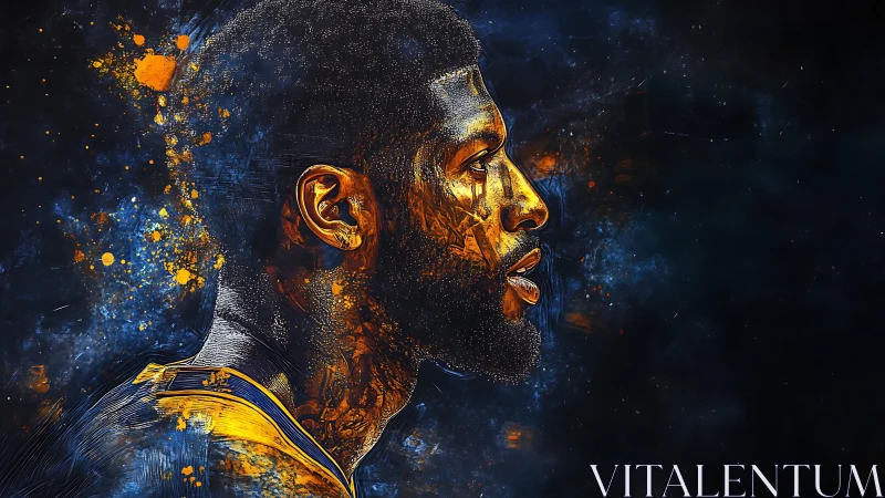 Side profile digital portrait of basketball player.