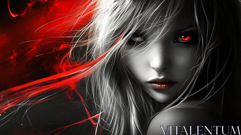 Chromatic vampire portrait with red spectral motion vectors.