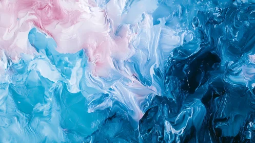 Viscous chromatic vortex of pink, cyan and ultramarine fluidity.