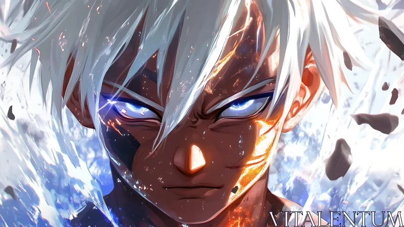 Storm-charged warrior stares down the horizon of ruin