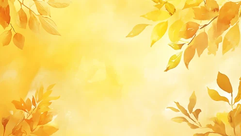 Golden leaves drift softly across a watercolor morning sky