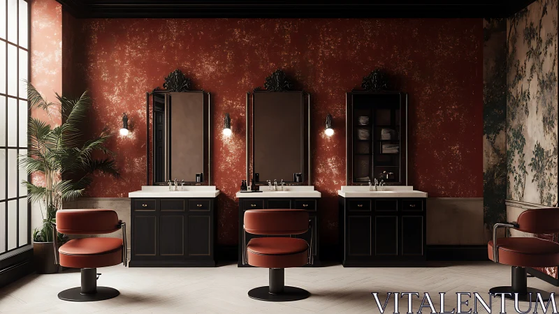 Velvet-trimmed salon thrones await rituals of light and gloss