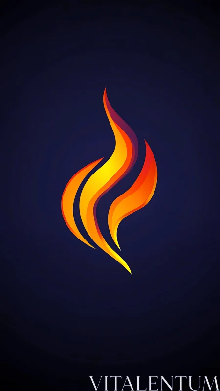 Tripartite Flame Emblem with Gradient Overlay on Navy Background.