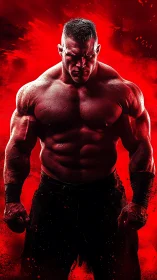 Crimson titan breathes molten fury through sculpted muscle