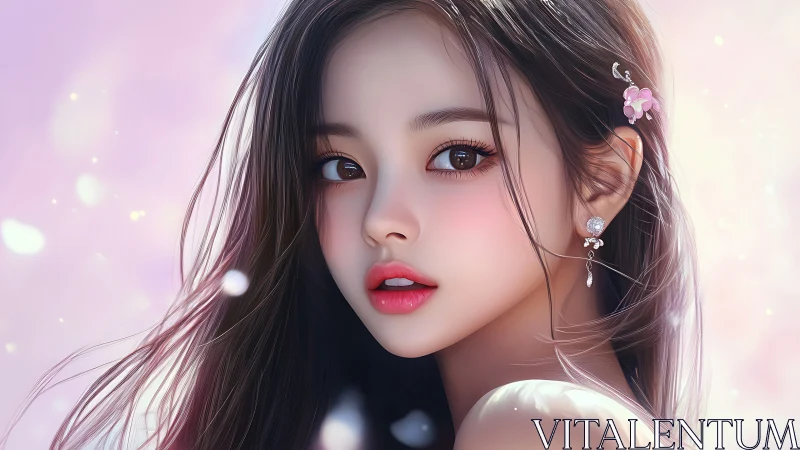 High-fidelity digital portrait of luminous pastel-lit face.