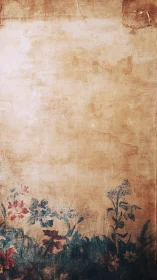 Vintage floral parchment background suggests faded garden