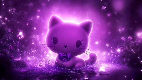 Neon Whisker Dreams: A Glowing Feline's Ethereal Moment.