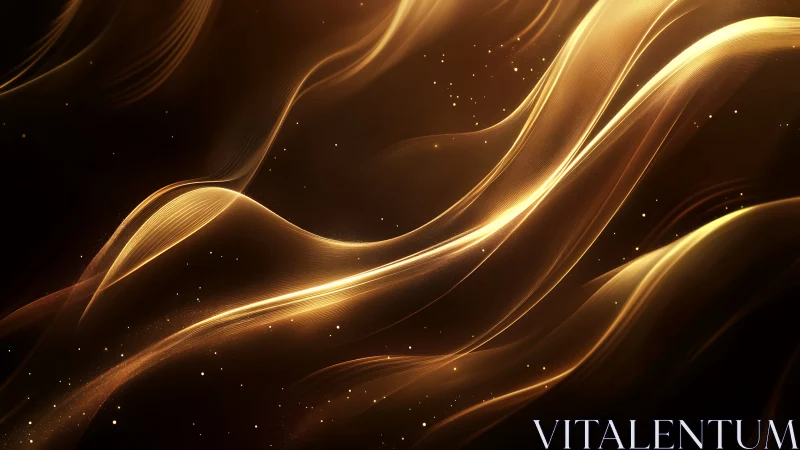 Luminous golden light waves flowing across deep shadowed space.