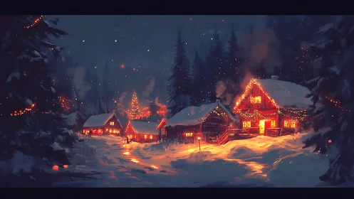 Glowing Lodge in Winter Magic.