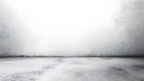 Concrete floor meets diffuse white wall in empty interior