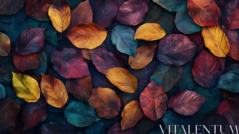 Multicolor autumn foliage pattern in rich cinematic lighting.