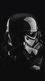 Black sci fi combat helmet rendered with glossy reflections.