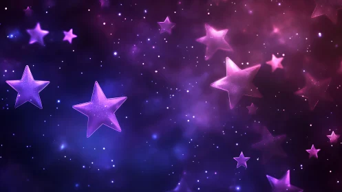 Soft glowing purple stars drifting across dreamy night skies.
