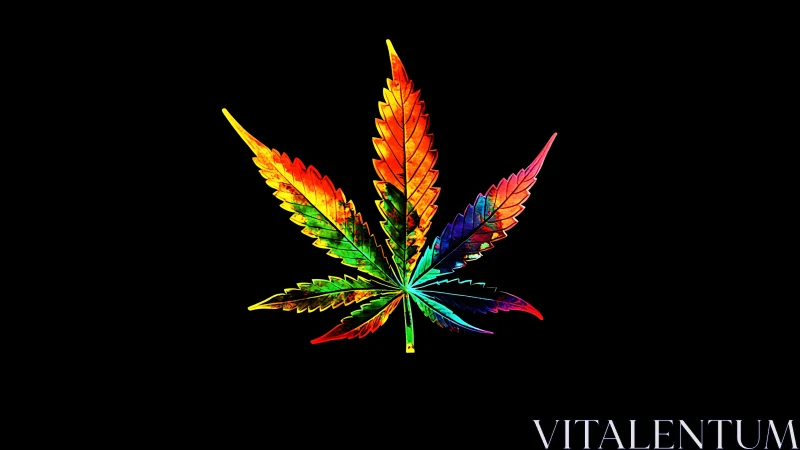 Spectrum-saturated cannabis leaf rendered with neon gradient lighting