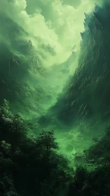 Luminous Valley Canyon with Ethereal Light Diffusion