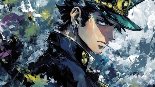 Storm-eyed captain cuts through swirling painted chaos