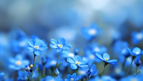 Delicate blue forget-me-nots blooming with soft focus depth.