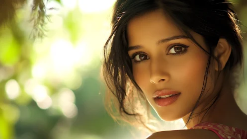 Backlit portrait with shallow depth and luminous bokeh field.