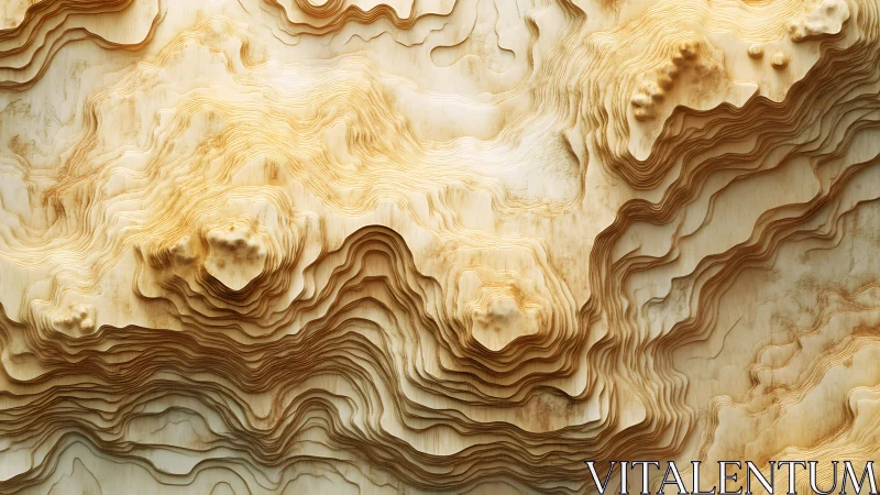 Layered topographic contour landscape in warm tones.