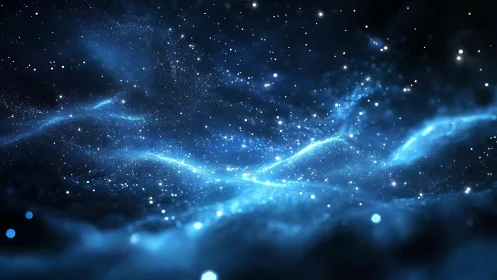 Nebular starfield rendered as luminous deep-space waveforms