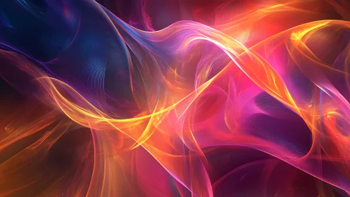 Luminous neon ribbons swirl through radiant cosmic space.