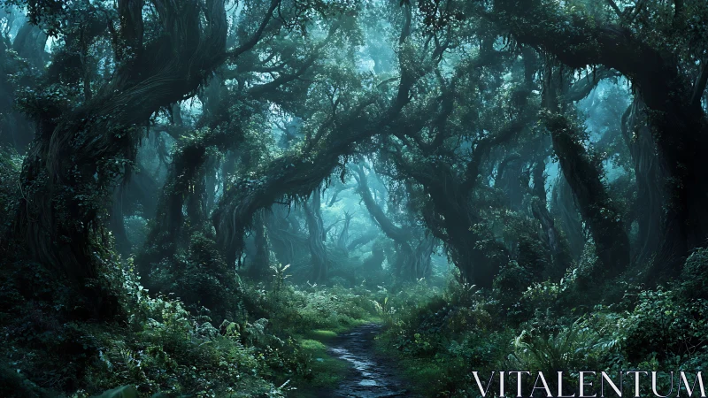 Enchanted Forest Stream Glows with Mystical Turquoise Light