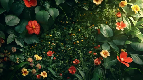 Overhead Garden Composition: Vibrant Botanical Aerial Perspective Study.