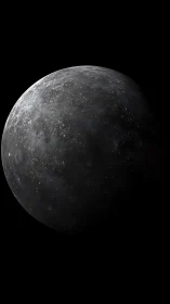 Lonely cratered planet drifts in the silent black of space