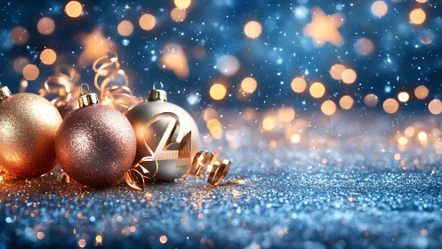 Sparkling holiday baubles in a dreamy festive glow.