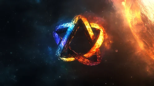 Stellar triquetra loop with molten nebular spectrum glow.