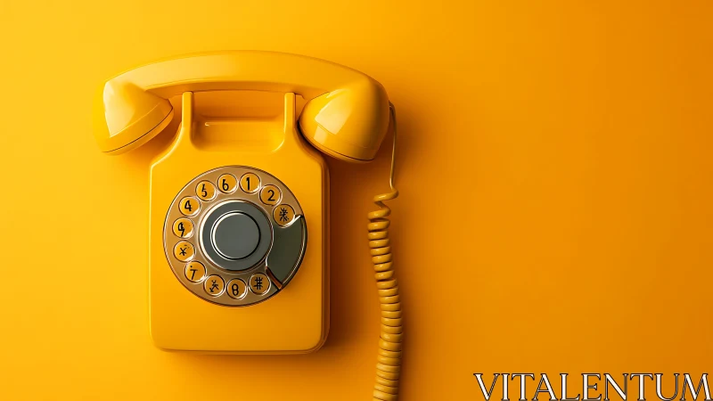 Yellow rotary telephone is placed on monochrome background