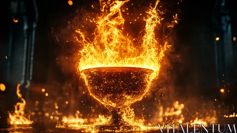Flaming Chalice Erupts: Fire Bowl Digital Render.