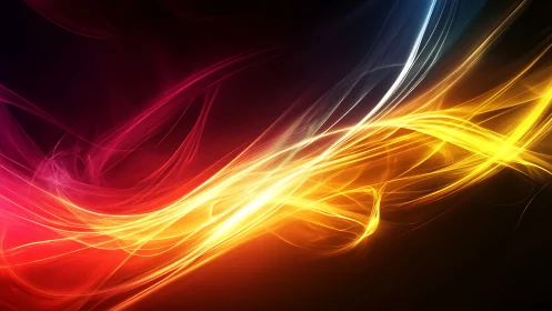 Parametric light streams with flowing wave geometries and chromatic gradients.