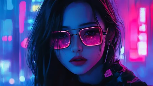 Neon-drenched gaze rewrites midnight streets in electric pink