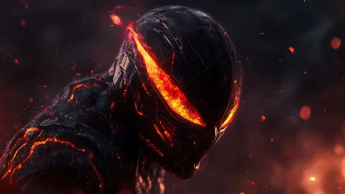 Lava-infused armored humanoid with glowing molten eyes.