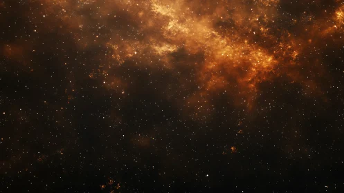 Ember-bright nebula drifts like cosmic smoke across night