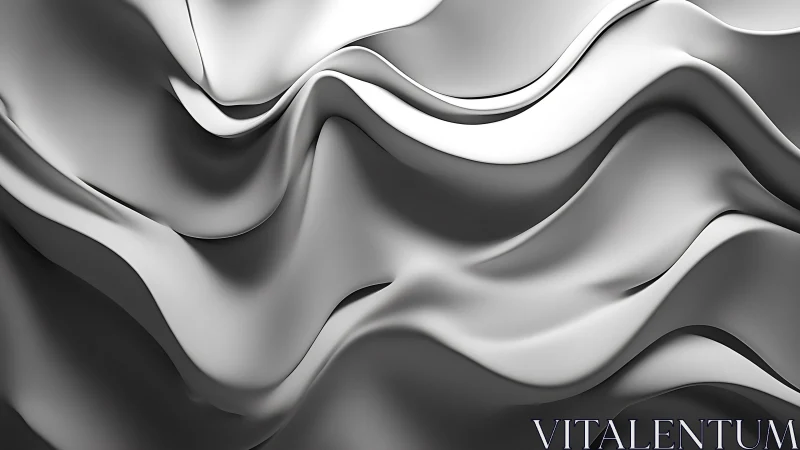 Monochrome metallic folds in flowing abstract waves.
