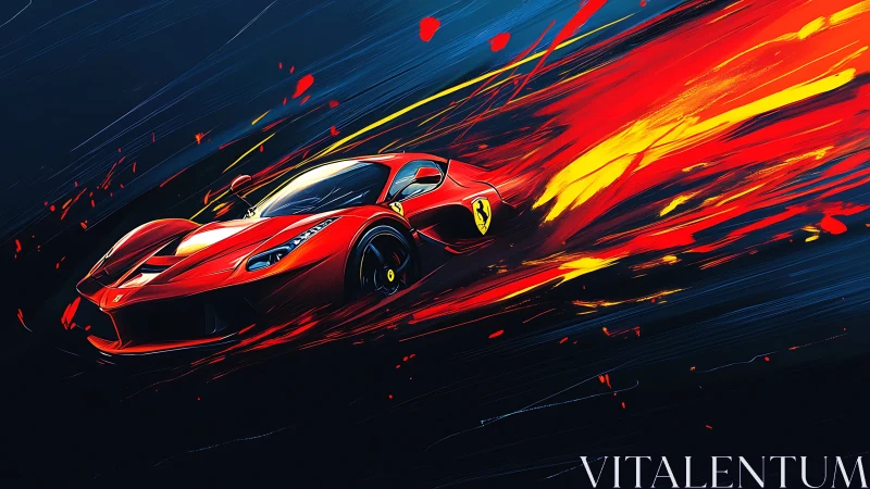 Aerodynamic red hypercar in dynamic digital motion streaks.