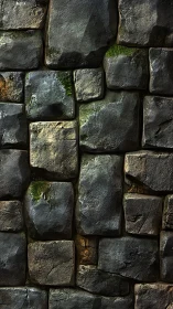 Textured stone block wall in vertical digital painting style.
