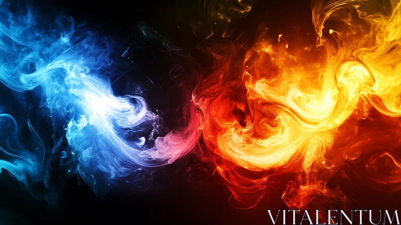 Opposing Fluid Dynamics: Blue Photonic Energy and Orange Thermal Collision