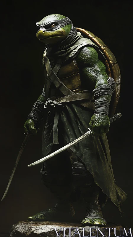 Anthropomorphic turtle warrior in cinematic 3D armor.