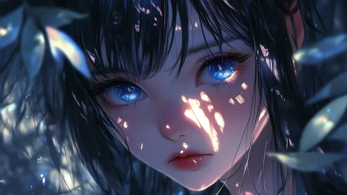 Starlit eyes drink in shattered moonlight through leaves