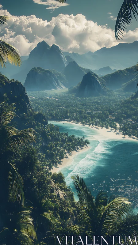 Tropical Paradise Valley with Dramatic Limestone Peaks.