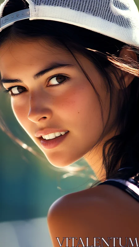 Sunlit portrait of a young woman in a relaxed summer mood